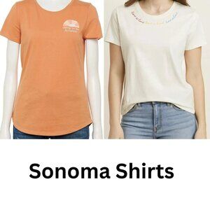 2 Lot Pack Women's Size S Sonoma Goods For Life Graphic T-Shirt Tee Top Short
